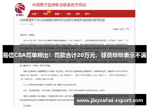 易信CBA罚单频出！罚款合计20万元，球员纷纷表示不满
